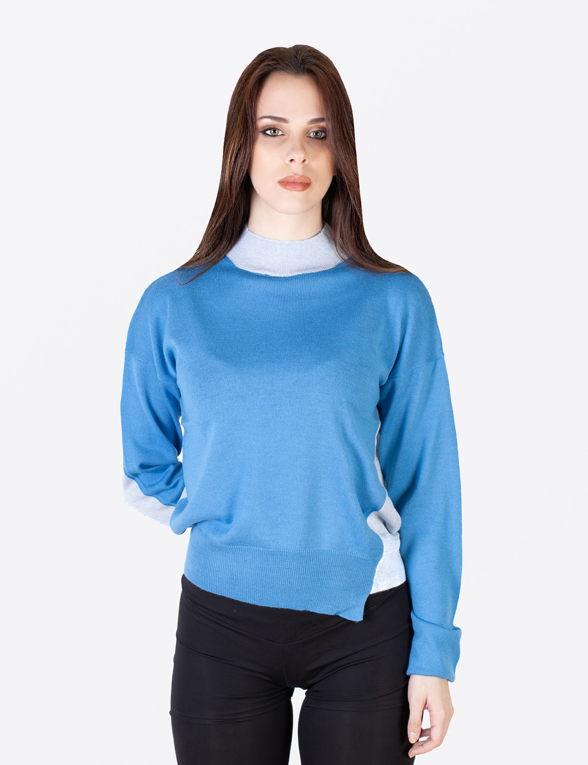 Zweifarbiger Lupetto-Pullover für Damen – Damenpullover – 100 % reine extrafeine Merino-Schurwolle – hergestellt in Italien | Brunella Gori