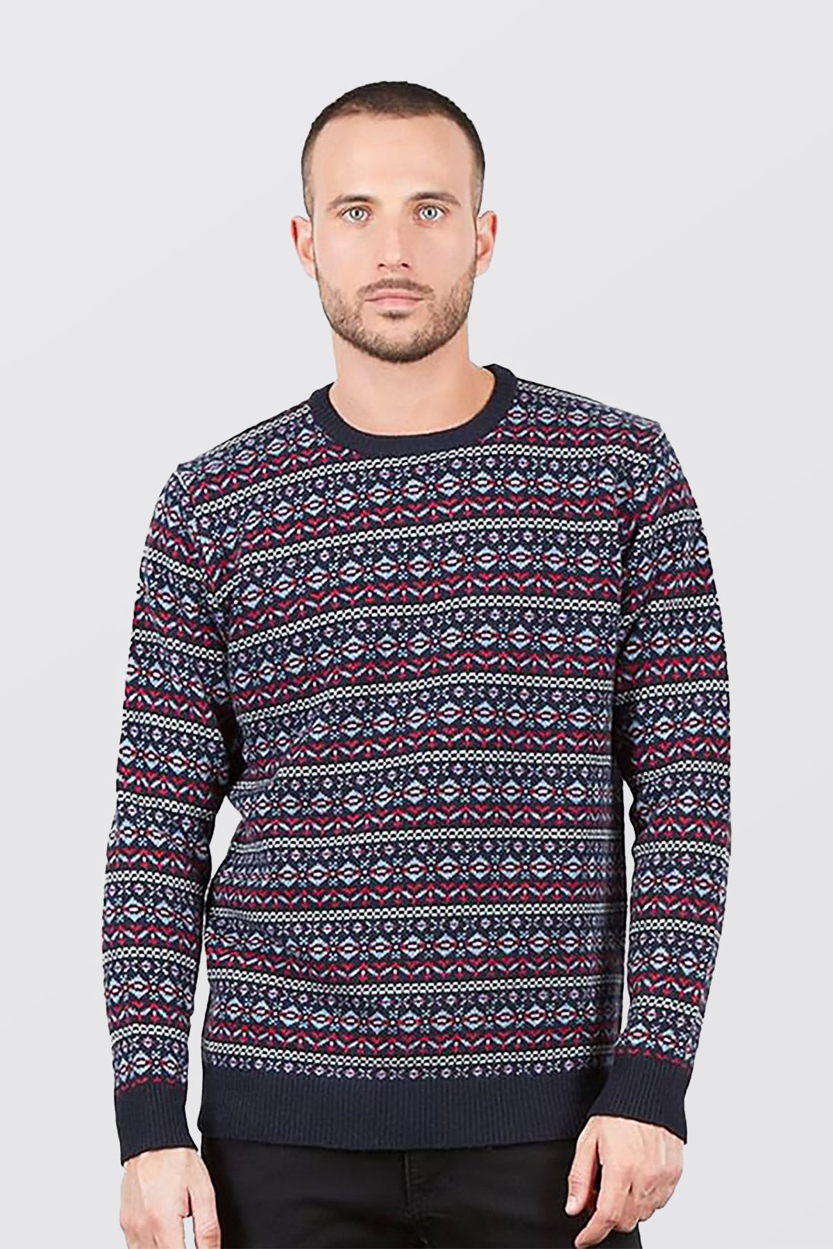 Pull Col Rond Jacquard - Homme, Automne/Hiver - 100% Laine Vierge - 100% Made in Italy | Brunella Gori