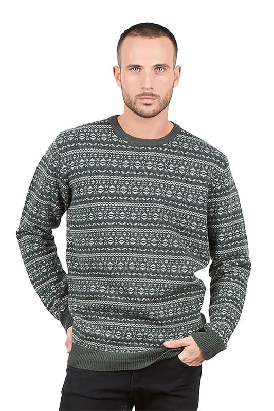 Pull Col Rond Jacquard - Homme, Automne/Hiver - 100% Laine Vierge - 100% Made in Italy | Brunella Gori