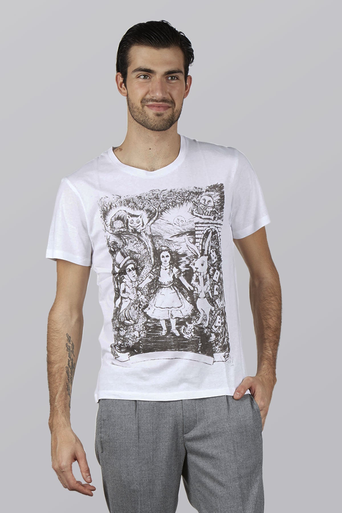 Set di 5 T-Shirt Cotone Leggero Primavera Estate Unisex Uomo Donna - Stampa Scala di Grigi su Bianco | Brunella Gori