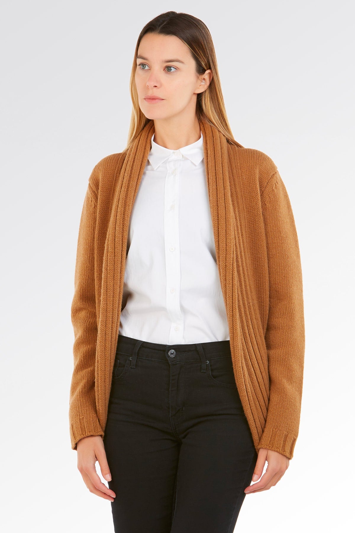Gerippter Schal-Cardigan – Damen, Herbst/Winter – 100 % Wolle | Brunella Gori