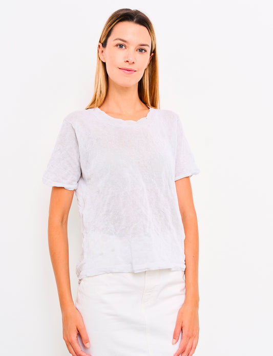 T-Shirt Col Rond en Coton et Fibres Métallisées | Brunella Gori