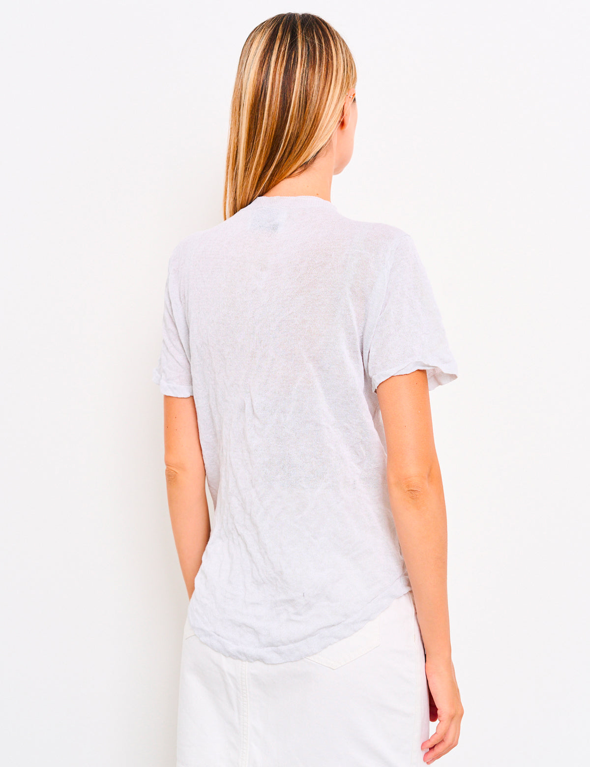 T-Shirt Col Rond en Coton et Fibres Métallisées | Brunella Gori