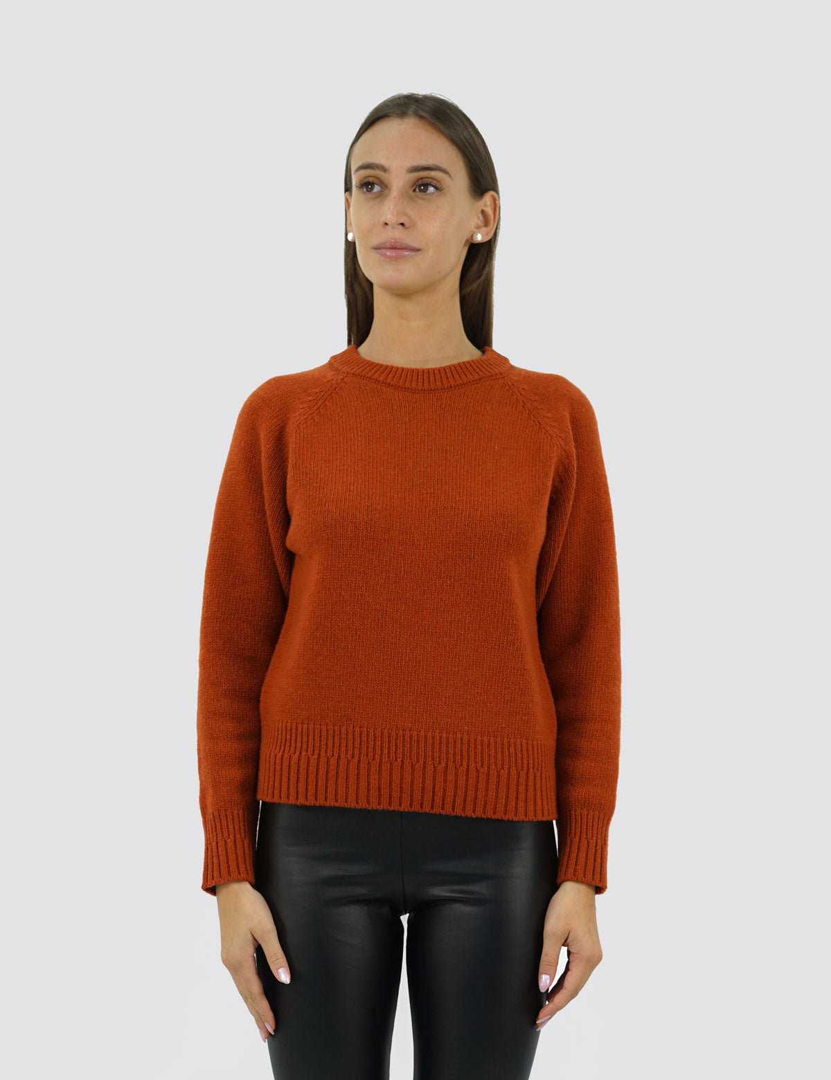Eleganter Raglan-Pullover mit Rundhalsausschnitt – Damen-Winterpullover – Herbst/Winter – recycelte Wollmischung – hergestellt in Italien – Brunella Gori