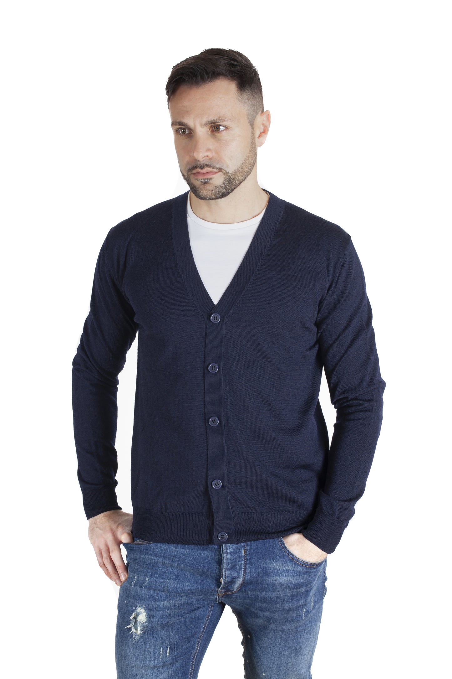 Pull Cardigan - Homme, Automne/Hiver - 100% Laine Vierge Mérinos Extrafine Sans Mulessing - 100% Made in Italy | Brunella Gori