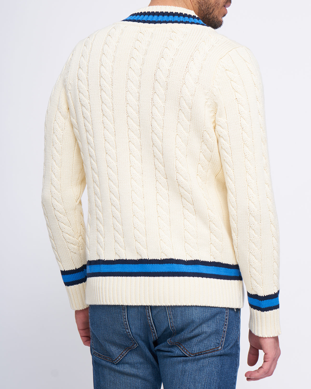 Pulloverpullover mit V-Ausschnitt und langen Ärmeln – für Herren, aus 100 % Bio-Baumwolle – hergestellt in Italien | Brunella Gori
